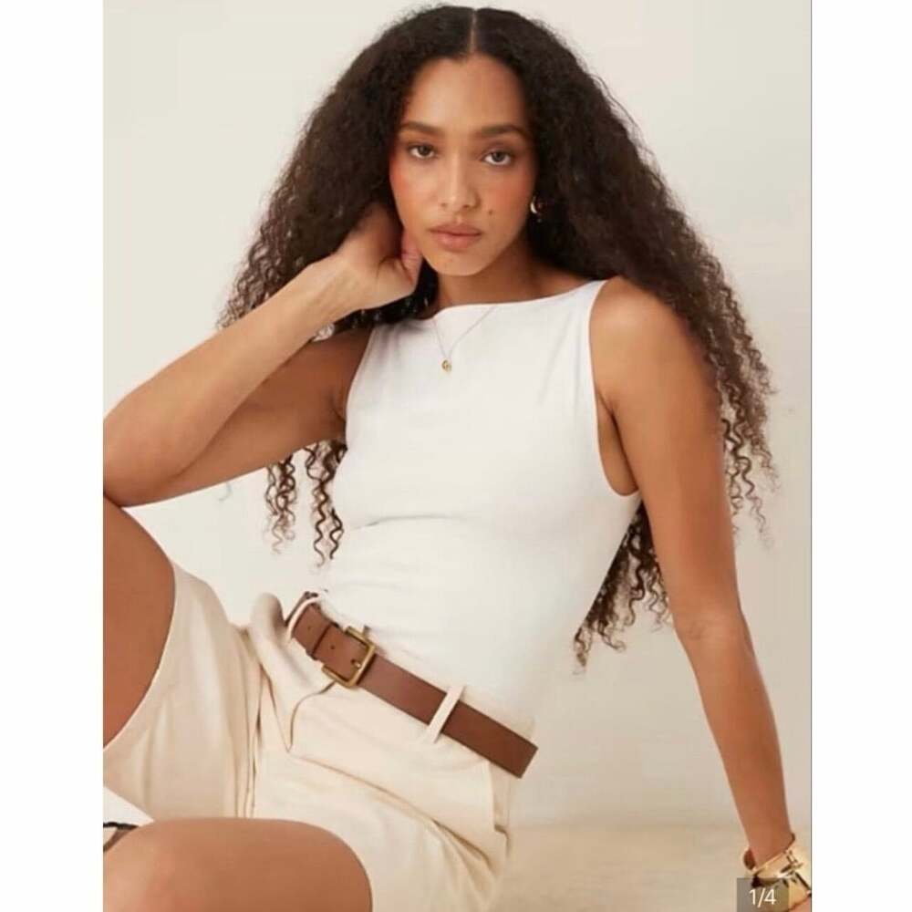 NWT Abercrombie & Fitch Modal High Neck Bodysuit Women’s M White